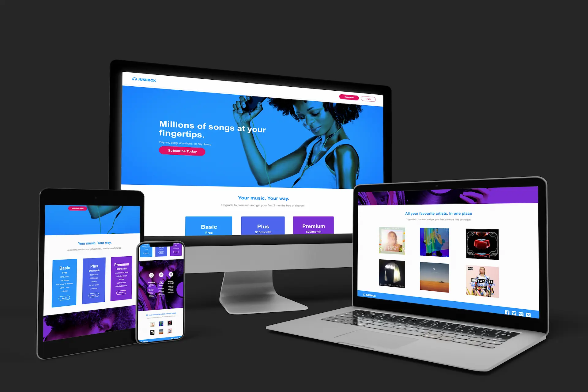 mockup displaying the front-end design for desktop and mobile devices